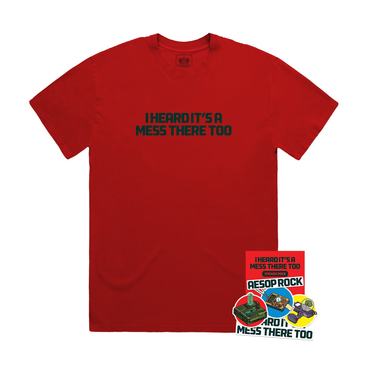 Aesop Rock - IHIAMTT Shirt (Red) + Sticker Pack