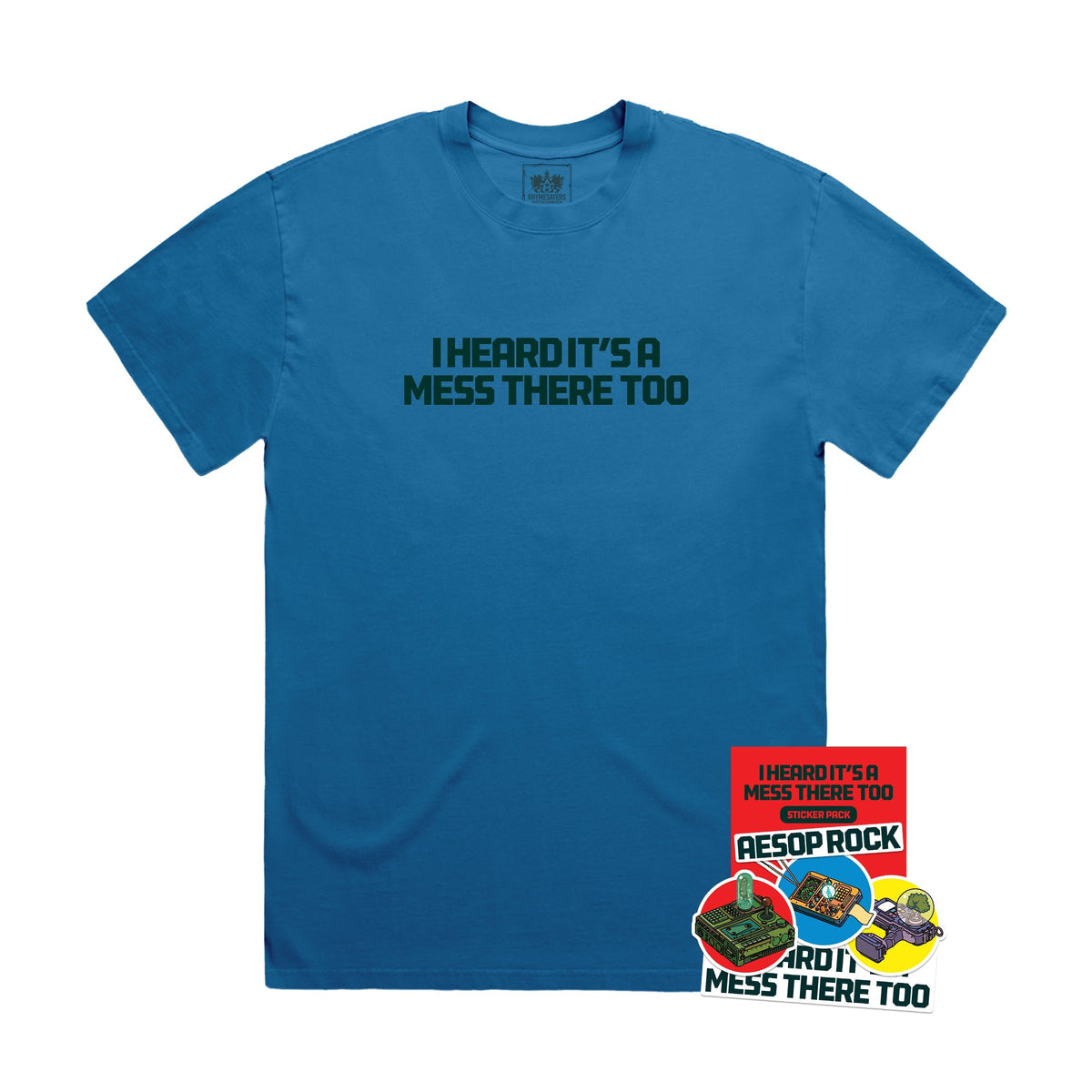 Aesop Rock - IHIAMTT Shirt (Blue) + Sticker Pack