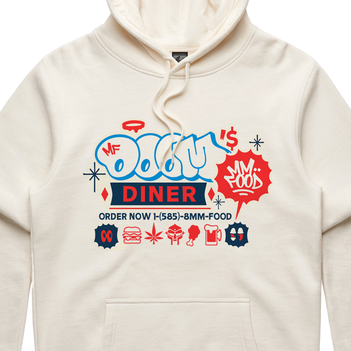 MF DOOM - DOOM&#39;s Diner Hoodie  (Ecru)