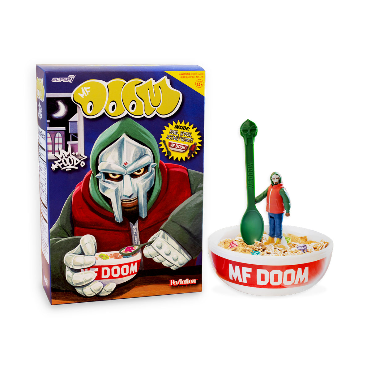 MF DOOM X SUPER7 - MM..FOOD REACTION FIGURE &amp; CEREAL BOWL SET