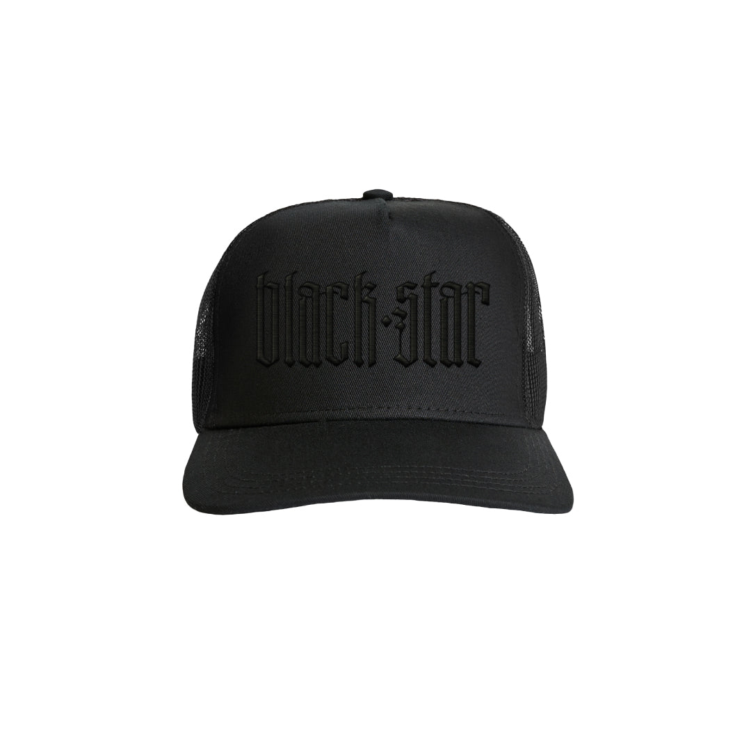 Black Star - Embroidered Meshback Hat (Black)