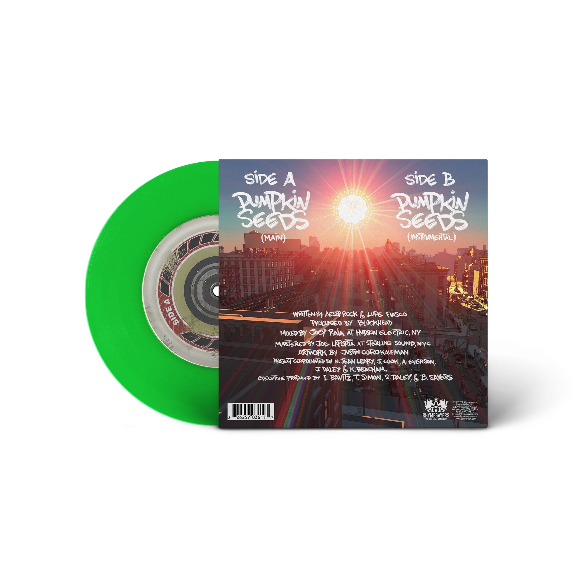 Aesop Rock x Blockhead - Pumpkin Seeds feat. Lupe Fiasco (Limited Neon Green 7” Vinyl)