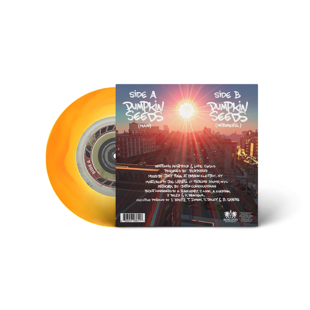 Aesop Rock x Blockhead - Pumpkin Seeds feat. Lupe Fiasco (Limited Yellow &amp; Orange 7&quot; Vinyl)